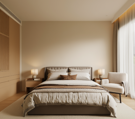 床在風水臥室中佔據主導地位|大圖